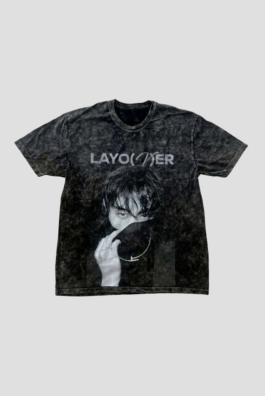 Playera Gris Oscura Washed - V